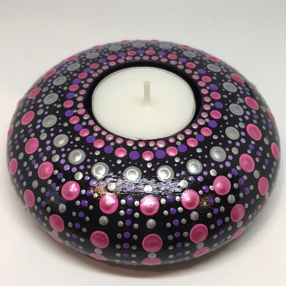 Hand Cast/Painted Tea Light Holder - Picture 1 of 6
